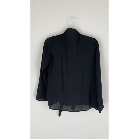 Mango MNG Black Tie Blouse Top Womens Small Size 4 Long Sleeve New - Picture 11 of 11